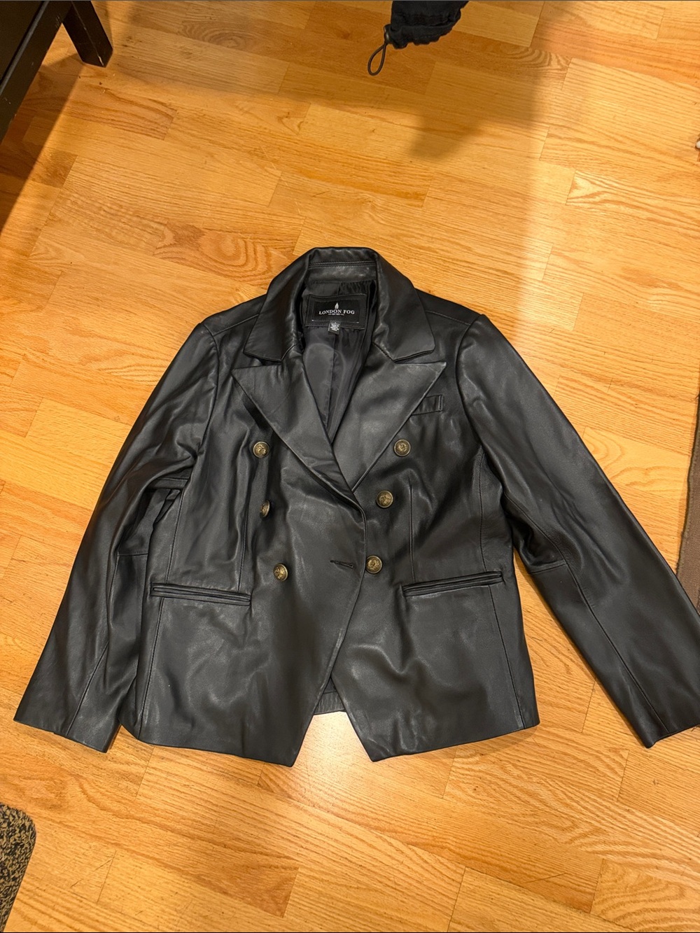 London Fog Black Leather Blazer Jacket